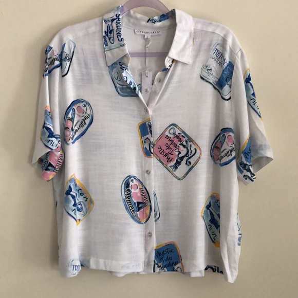Jane & Delancey Women’s Button- Down Shirt Blouse in a SARDINE print - Picture 10 of 10